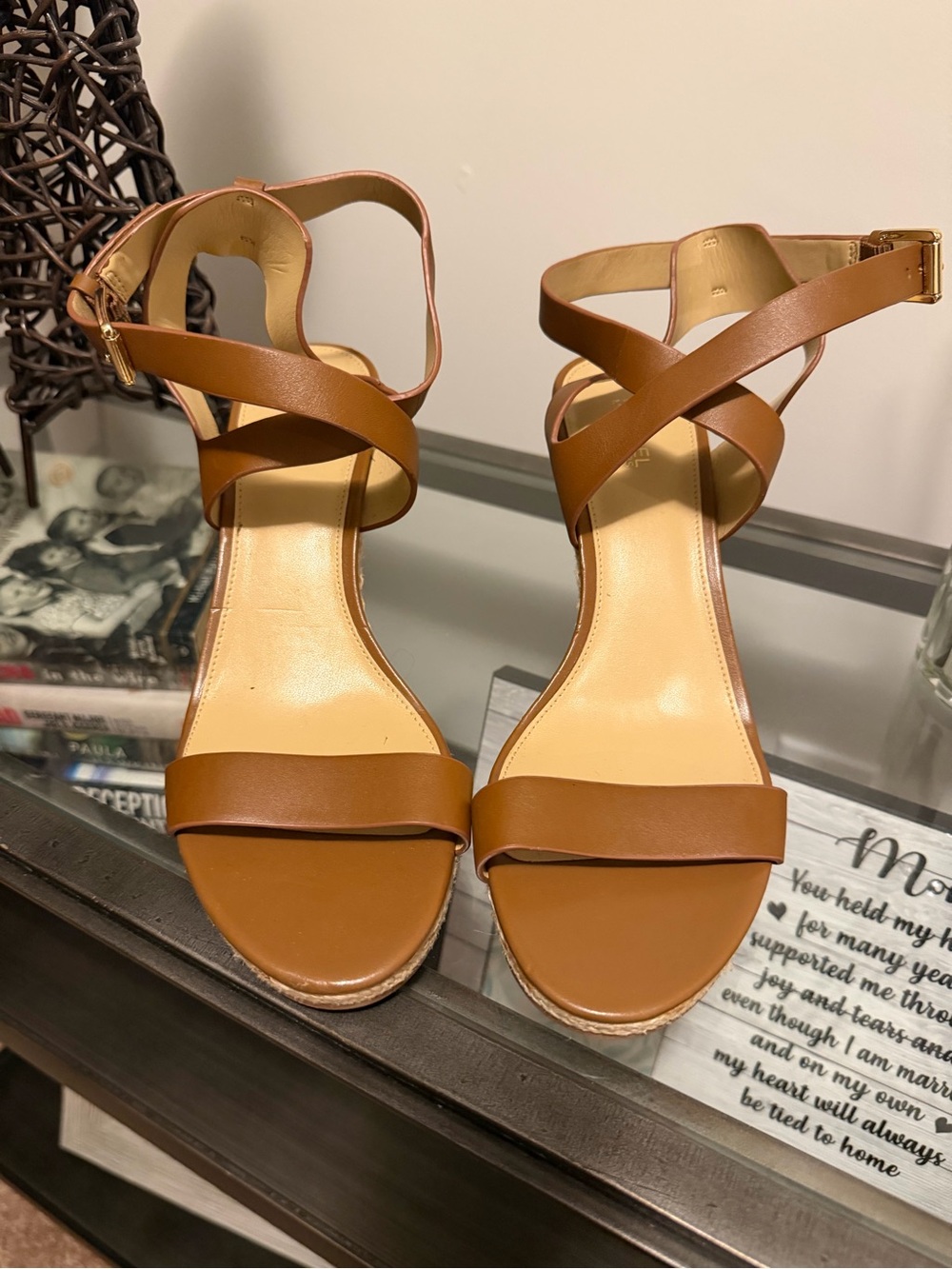 Michael Kors Tan Brown Strappy Ankle Strap Heels